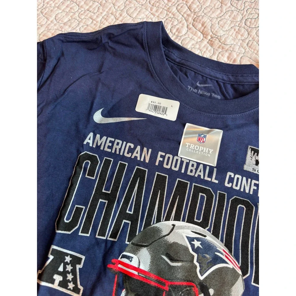 Nike New England Patriots AFC Champions Super Bowl LIII T-Shirt Navy Blue Large